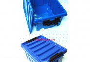 Контейнер сборный пластиковый, с крышкой, прямоугольный, синий 410*300*195